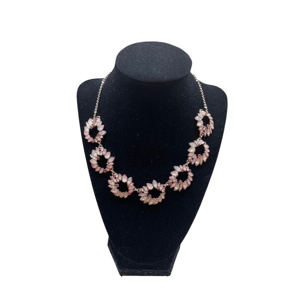 Banana Republic Jewelry - Banana Republic Necklace Rose Gold Opalescent Statement Pink Crystal Floral